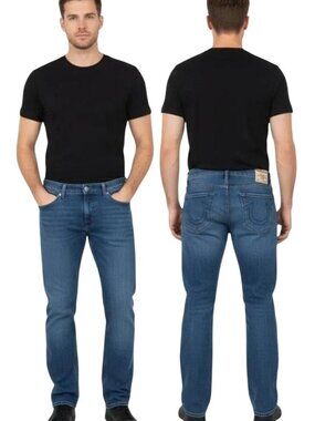 True Religion Men's Ricky Relaxed Straight Leg Blue Denim Jeans Size 38